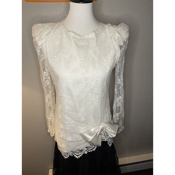 VTG Barbara Chodos Michael Marcella Wedd Dress Sz 6 Drop Waist Flapper Lace 80s - Picture 6 of 9